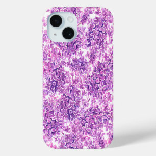 Coque Pour iPhone 15 Fleurs lilas rose aquarelle