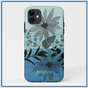 Case-Mate iPhone Case Fleurs Modernes Sur Arrière - plan Bleu Rêvé
