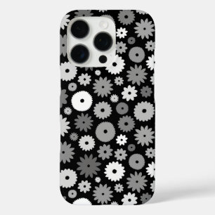Coques iPhone 16 Pro Fleurs monochromes à motif répétitif