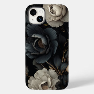 Coque Pour iPhone 14 Plus Fleurs noires et blanches
