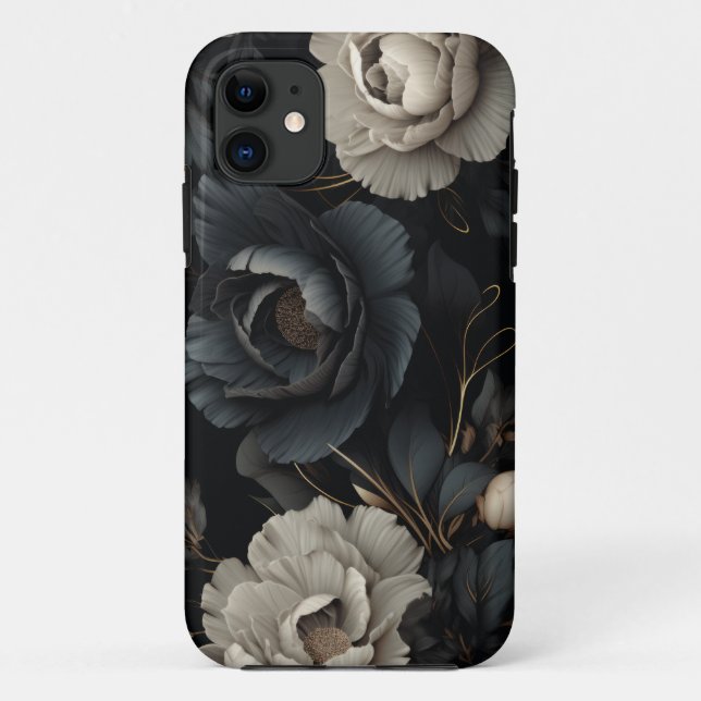 Coques Case-Mate iPhone Fleurs noires et blanches (Dos)