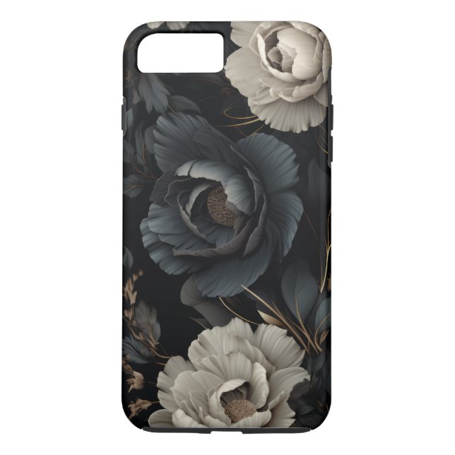 Coques Case-Mate iPhone Fleurs noires et blanches (Dos)