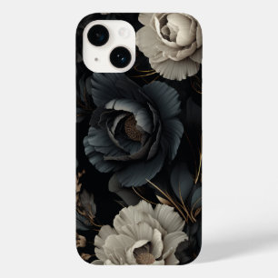 Coque Pour iPhone 14 Fleurs noires et blanches