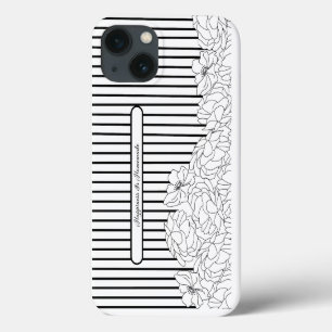 Case-Mate iPhone Case Fleurs noires et blanches avec bandes