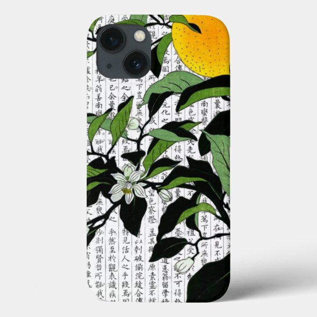 Coques Case-Mate iPhone Fleurs orange asiatiques sur Kanji Arrière - plan (Verso)