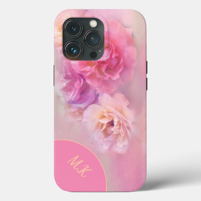 Coques Case-Mate iPhone Fleurs Pastel Douces Monogrammes (Verso)