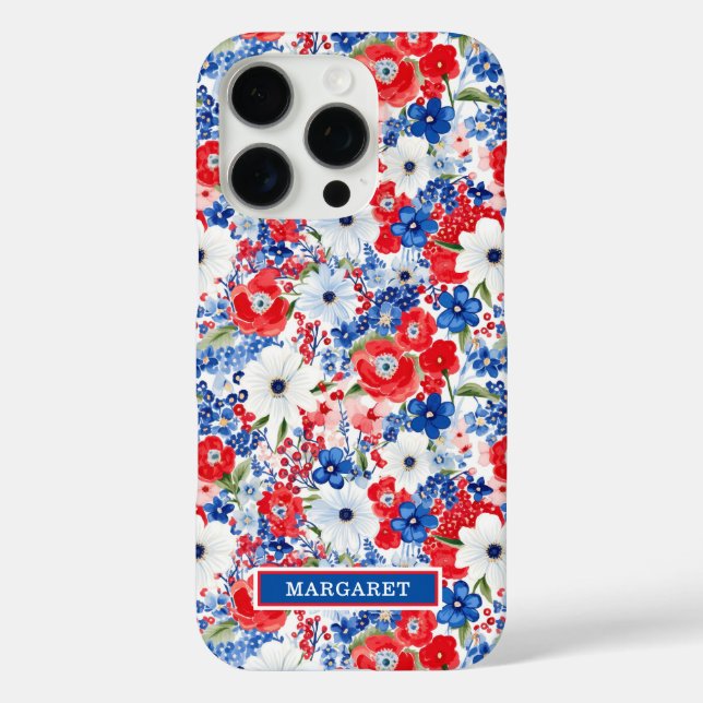 Coques Case-Mate iPhone Fleurs Patriotiques Monogrammées (Verso)