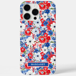 Coques iPhone 16 Pro Max Fleurs Patriotiques Monogrammées