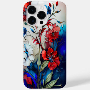 COQUE POUR POUR iPhone 14 PRO MAX FLEURS PATRIOTIQUES ROUGE BLANC BLEU POPPY