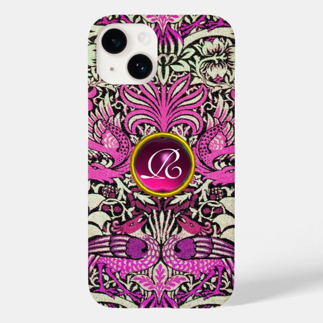 COQUES Case-Mate iPhone FLEURS, PEACOCKS ET DRAGONS GEM STONE MONOGRAM (Verso)
