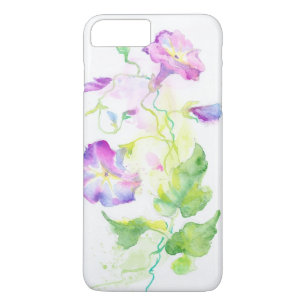 Coque iPhone 8 Plus/7 Plus Fleurs peintes de convolvule d'aquarelle