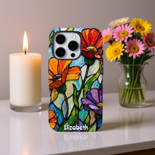Coques iPhone 16 Pro Fleurs radiantes dans des panneaux de verre
