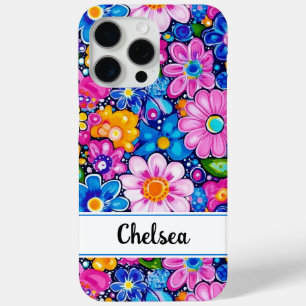 Coque iPhone 15 Pro Max Fleurs Rétro Groovy Personnalisées