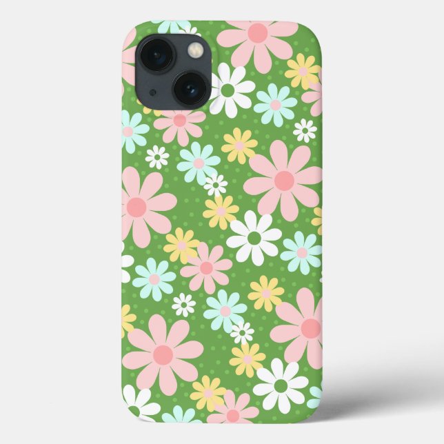 Coques Case-Mate iPhone Fleurs Retro Pastel Daisy avec À petits pois (Verso)