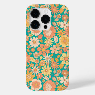 Coque Pour iPhone 14 Pro fleurs rose et orange motif