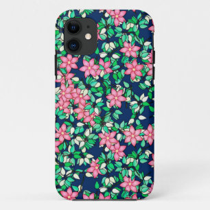 Case-Mate iPhone Case Fleurs roses, arrière - plan bleu foncé