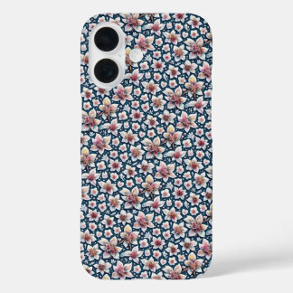 Coques iPhone 16 Fleurs roses et blanches sur couverture arrière -