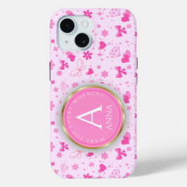 Coque Pour iPhone 15 Fleurs roses mignonnes Motif, Fille Flore design