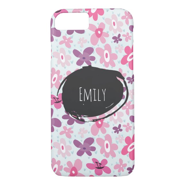 Coques Case-Mate iPhone Fleurs roses mignonnes Motif Whimsical Personnalis (Dos)