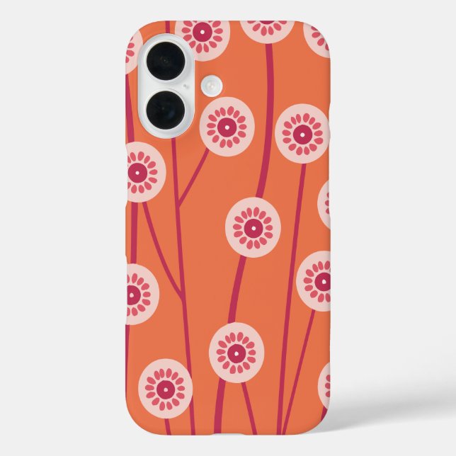 Coques Case-Mate iPhone Fleurs roses rétro Arrière - plan orange (Verso)