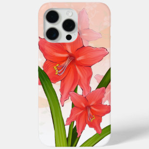 Coque iPhone 15 Pro Max Fleurs rouges Amaryllis
