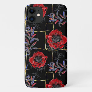 Case-Mate iPhone Case Fleurs rouges sur le noir.