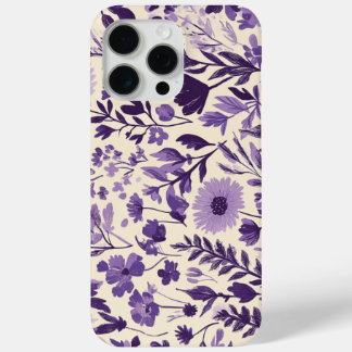 Coque iPhone 15 Pro Max Fleurs sauvages en nuances de violet 💜