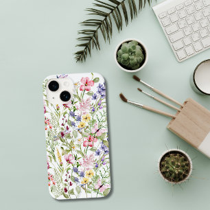 Coque Pour iPhone 14 Fleurs sauvages Fleurs roses violettes jaunes Verd