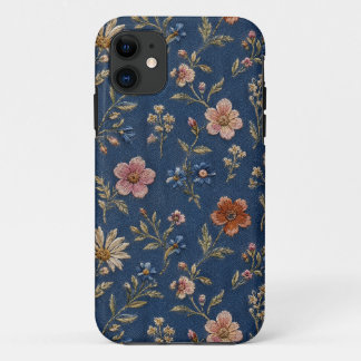 Case-Mate iPhone Case Fleurs sauvages simples brodées sur fond de denim