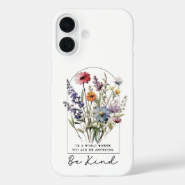 Coques iPhone 16 Fleurs sauvages vintage avec citation - Soyez gent