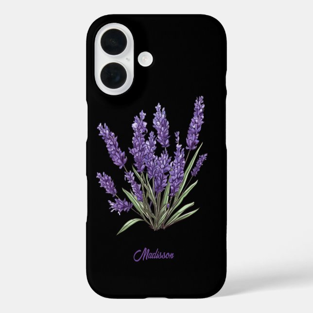 Coques Case-Mate iPhone Fleurs sauvages violettes modernes Nom personnalis (Verso)