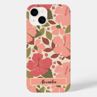Coque Pour iPhone 14 Fleurs tropicales roses Coque-Mate personnalisées 