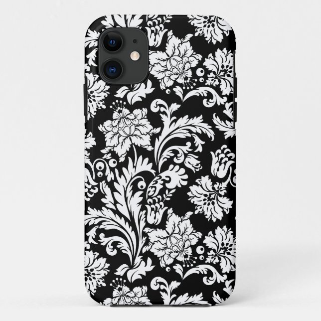 Coques Case-Mate iPhone Fleurs Vintages Noires Et Blanches (Dos)