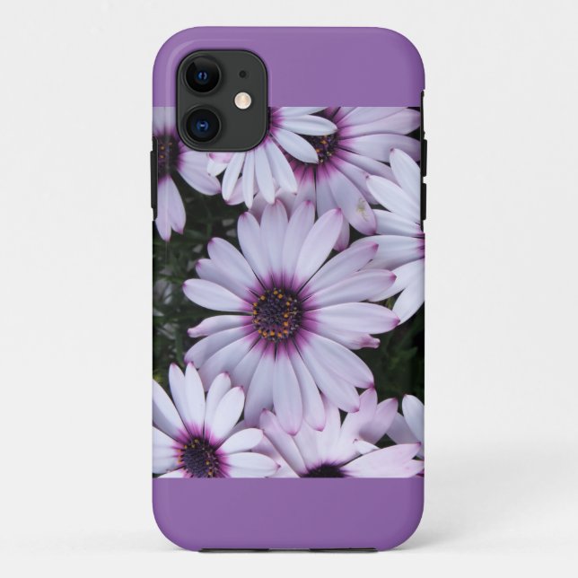 Coques Case-Mate iPhone Fleurs violettes claires avec Arrière - plan viole (Dos)