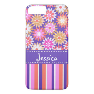 Etui iPhone Case-Mate Fleurs violettes et roses et rayures