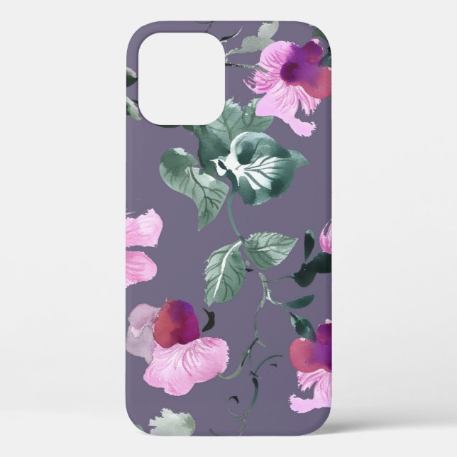 Coques Case-Mate iPhone Fleurs violettes : motif aquarellé. (Verso)