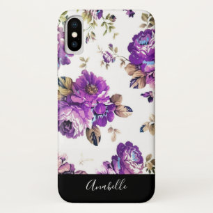 Case-Mate iPhone Case Fleurs violettes Motif avec Monogramme