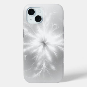 Coque Pour iPhone 15 Flocon De Neige Fractale Sur Gris Argent