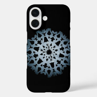 Coques iPhone 16 Flocon de neige (noir)