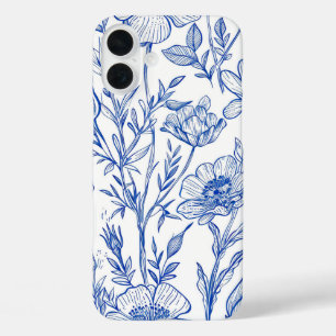 Coques iPhone 16 Plus Floral bleu
