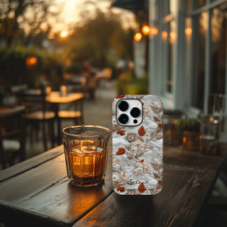 Coque Pour iPhone 14 Pro Floral brodé à l'automne avec devis