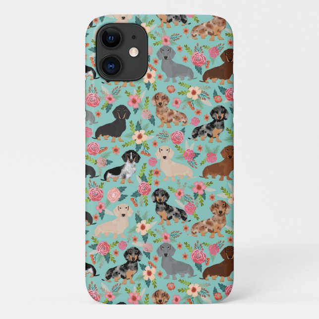 Coques Case-Mate iPhone floral dachshund (Dos)