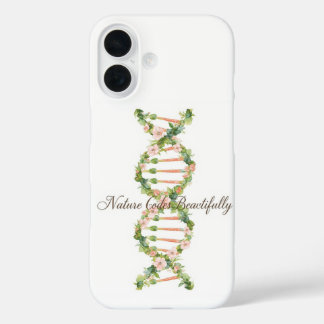 Coques iPhone 16 Floral DNA Helix Watercolor Art