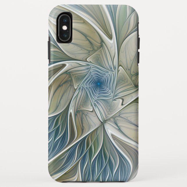 Coques Case-Mate iPhone Floral Dream Motif Abstrait Blue Khaki Fractal (Dos)