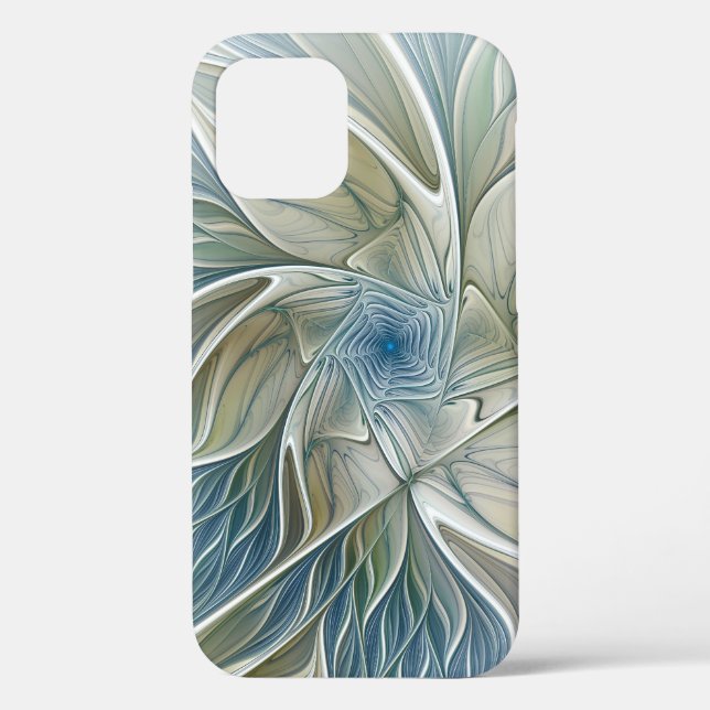 Coques Case-Mate iPhone Floral Dream Motif Abstrait Blue Khaki Fractal (Verso)