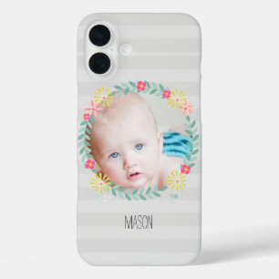 Coques iPhone 16 Plus Floral Garland Nouvelle photo bébé