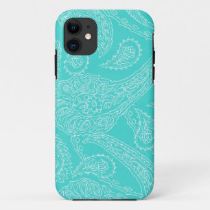 Coques Pour iPhone Floral girly vintage de Paisley de henné de bleu