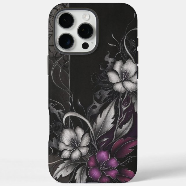 Coques Case-Mate iPhone Floral gothique | Design en fleur foncée (Verso)