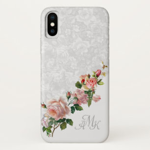Case-Mate iPhone Case Floral gris romantique avec roses roses roses et m