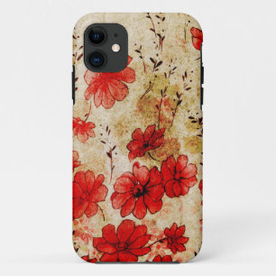 Coque iPhone 11 Floral grunge rouge